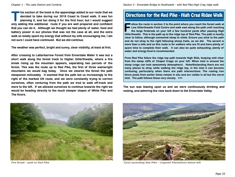 sample page from the Coast to Coast Trail Guide